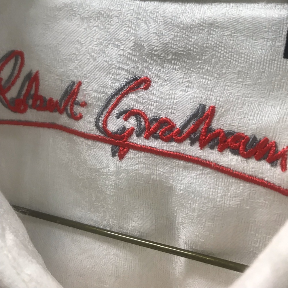 Robert Graham embroidered shirt. Beautiful fabric.